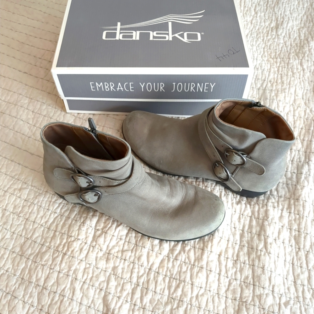Dansko Gray Ankle Booties with Side Bow